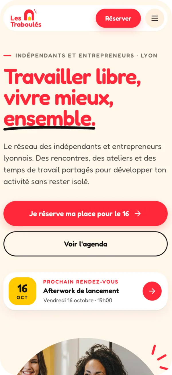 Page d'accueil mobile des Traboulés